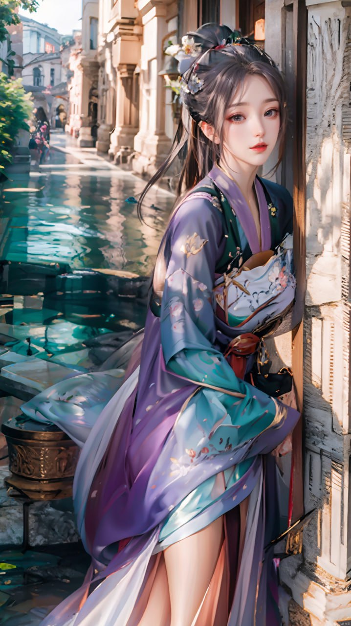 她搭配了色